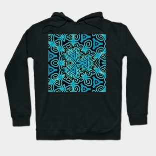 Kaleidoscope Blue Green Heart Pattern Hoodie